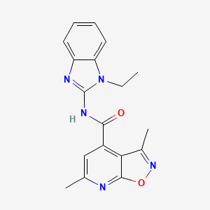 molecular formula C18H17N5O2 B4739401 N-(1-ethyl-1H-benzimidazol-2-yl)-3,6-dimethylisoxazolo[5,4-b]pyridine-4-carboxamide 