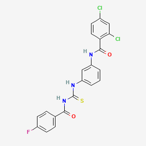 molecular formula C21H14Cl2FN3O2S B4739421 2,4-dichloro-N-[3-({[(4-fluorobenzoyl)amino]carbonothioyl}amino)phenyl]benzamide 