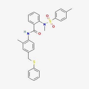 molecular formula C29H28N2O3S2 B4739467 2-{methyl[(4-methylphenyl)sulfonyl]amino}-N-{2-methyl-4-[(phenylthio)methyl]phenyl}benzamide 