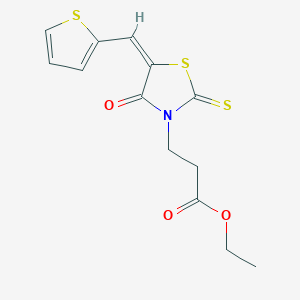 molecular formula C13H13NO3S3 B4739477 ethyl 3-[4-oxo-5-(2-thienylmethylene)-2-thioxo-1,3-thiazolidin-3-yl]propanoate CAS No. 6107-04-6