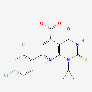 molecular formula C18H13Cl2N3O3S B4739478 methyl 1-cyclopropyl-7-(2,4-dichlorophenyl)-2-mercapto-4-oxo-1,4-dihydropyrido[2,3-d]pyrimidine-5-carboxylate 