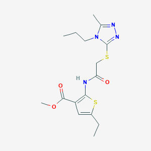 molecular formula C16H22N4O3S2 B4739517 methyl 5-ethyl-2-({[(5-methyl-4-propyl-4H-1,2,4-triazol-3-yl)thio]acetyl}amino)-3-thiophenecarboxylate 