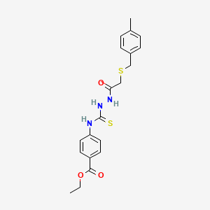 molecular formula C20H23N3O3S2 B4739544 ethyl 4-{[(2-{[(4-methylbenzyl)thio]acetyl}hydrazino)carbonothioyl]amino}benzoate 