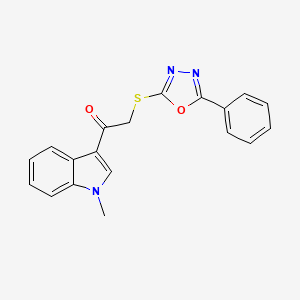 molecular formula C19H15N3O2S B4739558 1-(1-methyl-1H-indol-3-yl)-2-[(5-phenyl-1,3,4-oxadiazol-2-yl)thio]ethanone 
