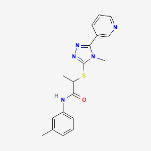 molecular formula C18H19N5OS B4739579 N-(3-methylphenyl)-2-{[4-methyl-5-(3-pyridinyl)-4H-1,2,4-triazol-3-yl]thio}propanamide 