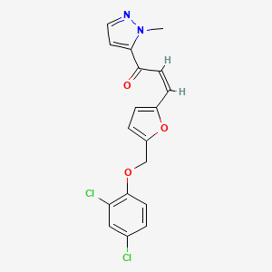 molecular formula C18H14Cl2N2O3 B4739590 3-{5-[(2,4-dichlorophenoxy)methyl]-2-furyl}-1-(1-methyl-1H-pyrazol-5-yl)-2-propen-1-one 