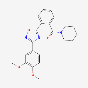 molecular formula C22H23N3O4 B4739634 1-{2-[3-(3,4-dimethoxyphenyl)-1,2,4-oxadiazol-5-yl]benzoyl}piperidine 