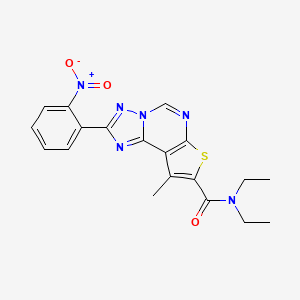 molecular formula C19H18N6O3S B4739650 N,N-diethyl-9-methyl-2-(2-nitrophenyl)thieno[3,2-e][1,2,4]triazolo[1,5-c]pyrimidine-8-carboxamide 