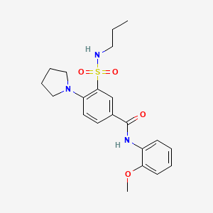 molecular formula C21H27N3O4S B4739667 N-(2-methoxyphenyl)-3-[(propylamino)sulfonyl]-4-(1-pyrrolidinyl)benzamide 