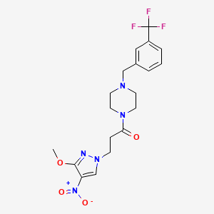 molecular formula C19H22F3N5O4 B4739678 1-[3-(3-methoxy-4-nitro-1H-pyrazol-1-yl)propanoyl]-4-[3-(trifluoromethyl)benzyl]piperazine 