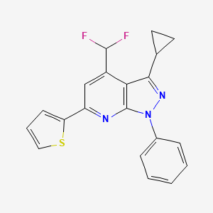 molecular formula C20H15F2N3S B4739686 3-cyclopropyl-4-(difluoromethyl)-1-phenyl-6-(2-thienyl)-1H-pyrazolo[3,4-b]pyridine 