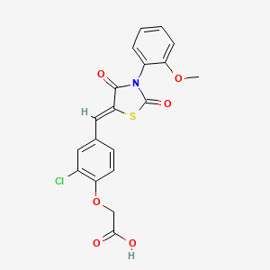 molecular formula C19H14ClNO6S B4739689 (2-chloro-4-{[3-(2-methoxyphenyl)-2,4-dioxo-1,3-thiazolidin-5-ylidene]methyl}phenoxy)acetic acid 