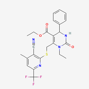 molecular formula C24H23F3N4O3S B4739710 ethyl 6-({[3-cyano-4-methyl-6-(trifluoromethyl)-2-pyridinyl]thio}methyl)-1-ethyl-2-oxo-4-phenyl-1,2,3,4-tetrahydro-5-pyrimidinecarboxylate 