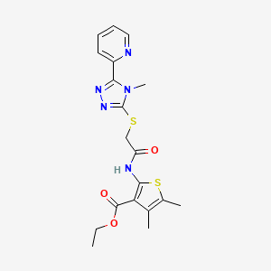 molecular formula C19H21N5O3S2 B4739764 ethyl 4,5-dimethyl-2-[({[4-methyl-5-(2-pyridinyl)-4H-1,2,4-triazol-3-yl]thio}acetyl)amino]-3-thiophenecarboxylate 
