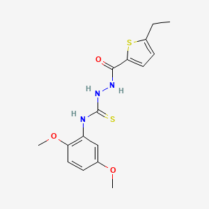 molecular formula C16H19N3O3S2 B4739779 N-(2,5-dimethoxyphenyl)-2-[(5-ethyl-2-thienyl)carbonyl]hydrazinecarbothioamide 