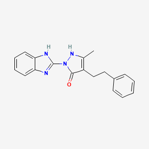 molecular formula C19H18N4O B4739809 1-(1H-benzimidazol-2-yl)-3-methyl-4-(2-phenylethyl)-1H-pyrazol-5-ol 