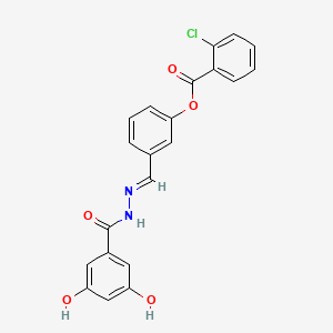 molecular formula C21H15ClN2O5 B4739834 3-[2-(3,5-dihydroxybenzoyl)carbonohydrazonoyl]phenyl 2-chlorobenzoate 