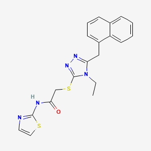 molecular formula C20H19N5OS2 B4739910 2-{[4-ethyl-5-(1-naphthylmethyl)-4H-1,2,4-triazol-3-yl]thio}-N-1,3-thiazol-2-ylacetamide 