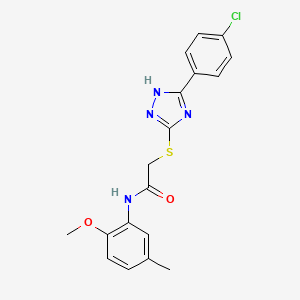 molecular formula C18H17ClN4O2S B4739942 2-{[5-(4-chlorophenyl)-4H-1,2,4-triazol-3-yl]thio}-N-(2-methoxy-5-methylphenyl)acetamide 