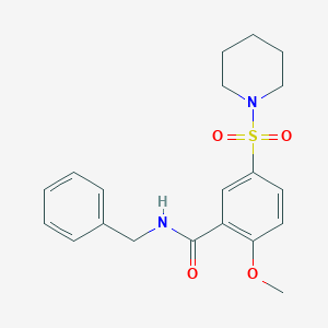 molecular formula C20H24N2O4S B4739947 N-benzyl-2-methoxy-5-(1-piperidinylsulfonyl)benzamide 