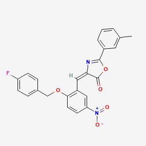 molecular formula C24H17FN2O5 B4739954 4-{2-[(4-fluorobenzyl)oxy]-5-nitrobenzylidene}-2-(3-methylphenyl)-1,3-oxazol-5(4H)-one 