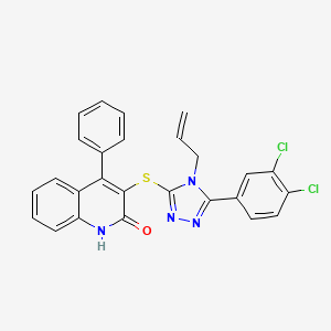 molecular formula C26H18Cl2N4OS B4739996 3-{[4-allyl-5-(3,4-dichlorophenyl)-4H-1,2,4-triazol-3-yl]thio}-4-phenylquinolin-2-ol 