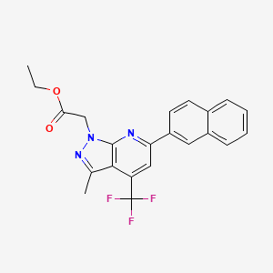 molecular formula C22H18F3N3O2 B4740064 ethyl [3-methyl-6-(2-naphthyl)-4-(trifluoromethyl)-1H-pyrazolo[3,4-b]pyridin-1-yl]acetate 