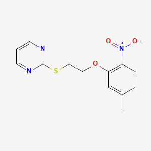 molecular formula C13H13N3O3S B4740070 2-{[2-(5-methyl-2-nitrophenoxy)ethyl]thio}pyrimidine 