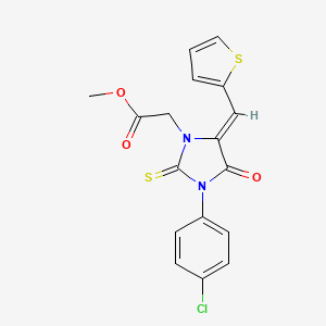 molecular formula C17H13ClN2O3S2 B4740091 methyl [3-(4-chlorophenyl)-4-oxo-5-(2-thienylmethylene)-2-thioxo-1-imidazolidinyl]acetate 