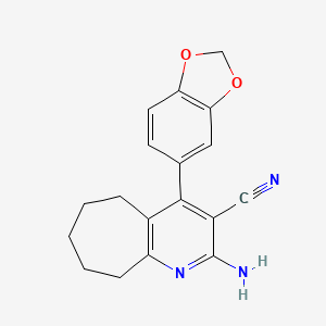 2-amino-4-(1,3-benzodioxol-5-yl)-6,7,8,9-tetrahydro-5H-cyclohepta[b]pyridine-3-carbonitrile
