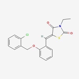 molecular formula C19H16ClNO3S B4740164 5-{2-[(2-chlorobenzyl)oxy]benzylidene}-3-ethyl-1,3-thiazolidine-2,4-dione 