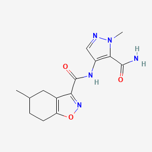 molecular formula C14H17N5O3 B4740170 N-[5-(aminocarbonyl)-1-methyl-1H-pyrazol-4-yl]-5-methyl-4,5,6,7-tetrahydro-1,2-benzisoxazole-3-carboxamide 