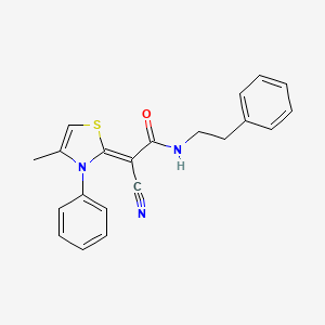2-cyano-2-(4-methyl-3-phenyl-1,3-thiazol-2(3H)-ylidene)-N-(2-phenylethyl)acetamide