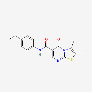 molecular formula C17H17N3O2S B4740189 N-(4-ethylphenyl)-2,3-dimethyl-5-oxo-5H-[1,3]thiazolo[3,2-a]pyrimidine-6-carboxamide 