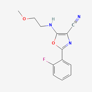 molecular formula C13H12FN3O2 B4740196 2-(2-fluorophenyl)-5-[(2-methoxyethyl)amino]-1,3-oxazole-4-carbonitrile 