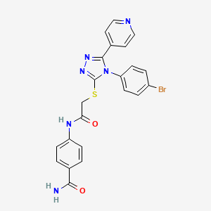 molecular formula C22H17BrN6O2S B4740221 4-[({[4-(4-bromophenyl)-5-(4-pyridinyl)-4H-1,2,4-triazol-3-yl]thio}acetyl)amino]benzamide 