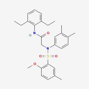 molecular formula C28H34N2O4S B4740229 N~1~-(2,6-diethylphenyl)-N~2~-(3,4-dimethylphenyl)-N~2~-[(2-methoxy-5-methylphenyl)sulfonyl]glycinamide 