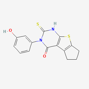 molecular formula C15H12N2O2S2 B4740236 3-(3-hydroxyphenyl)-2-mercapto-3,5,6,7-tetrahydro-4H-cyclopenta[4,5]thieno[2,3-d]pyrimidin-4-one 