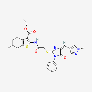 molecular formula C28H29N5O4S2 B4740241 ethyl 6-methyl-2-{[({4-[(1-methyl-1H-pyrazol-4-yl)methylene]-5-oxo-1-phenyl-4,5-dihydro-1H-imidazol-2-yl}thio)acetyl]amino}-4,5,6,7-tetrahydro-1-benzothiophene-3-carboxylate 