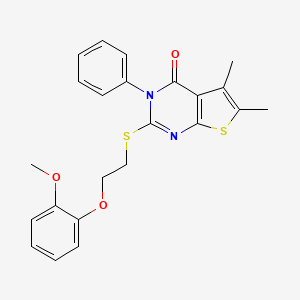 molecular formula C23H22N2O3S2 B4740284 2-{[2-(2-methoxyphenoxy)ethyl]thio}-5,6-dimethyl-3-phenylthieno[2,3-d]pyrimidin-4(3H)-one 