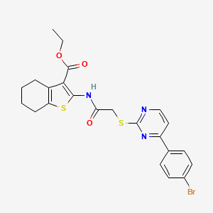 molecular formula C23H22BrN3O3S2 B4740315 ethyl 2-[({[4-(4-bromophenyl)-2-pyrimidinyl]thio}acetyl)amino]-4,5,6,7-tetrahydro-1-benzothiophene-3-carboxylate 