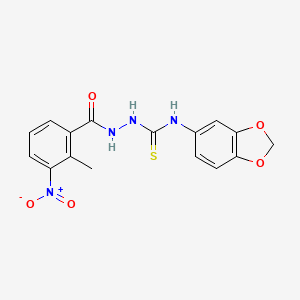 molecular formula C16H14N4O5S B4740348 N-1,3-benzodioxol-5-yl-2-(2-methyl-3-nitrobenzoyl)hydrazinecarbothioamide 