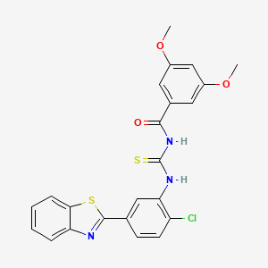 molecular formula C23H18ClN3O3S2 B4740362 N-({[5-(1,3-benzothiazol-2-yl)-2-chlorophenyl]amino}carbonothioyl)-3,5-dimethoxybenzamide 
