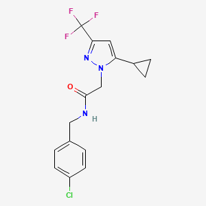molecular formula C16H15ClF3N3O B4740363 N-(4-chlorobenzyl)-2-[5-cyclopropyl-3-(trifluoromethyl)-1H-pyrazol-1-yl]acetamide 