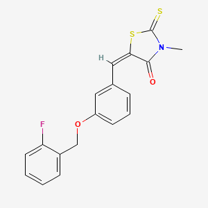 molecular formula C18H14FNO2S2 B4740428 5-{3-[(2-fluorobenzyl)oxy]benzylidene}-3-methyl-2-thioxo-1,3-thiazolidin-4-one 