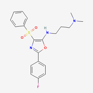 molecular formula C20H22FN3O3S B4740435 N'-[2-(4-fluorophenyl)-4-(phenylsulfonyl)-1,3-oxazol-5-yl]-N,N-dimethyl-1,3-propanediamine 