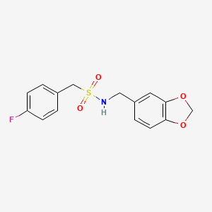 molecular formula C15H14FNO4S B4740503 N-(1,3-benzodioxol-5-ylmethyl)-1-(4-fluorophenyl)methanesulfonamide 