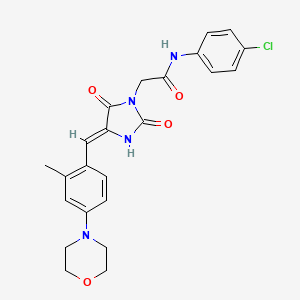 molecular formula C23H23ClN4O4 B4740517 N-(4-chlorophenyl)-2-{4-[2-methyl-4-(4-morpholinyl)benzylidene]-2,5-dioxo-1-imidazolidinyl}acetamide 