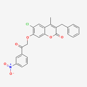 molecular formula C25H18ClNO6 B4740523 3-benzyl-6-chloro-4-methyl-7-[2-(3-nitrophenyl)-2-oxoethoxy]-2H-chromen-2-one 