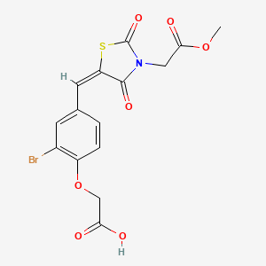 molecular formula C15H12BrNO7S B4740564 (2-bromo-4-{[3-(2-methoxy-2-oxoethyl)-2,4-dioxo-1,3-thiazolidin-5-ylidene]methyl}phenoxy)acetic acid 